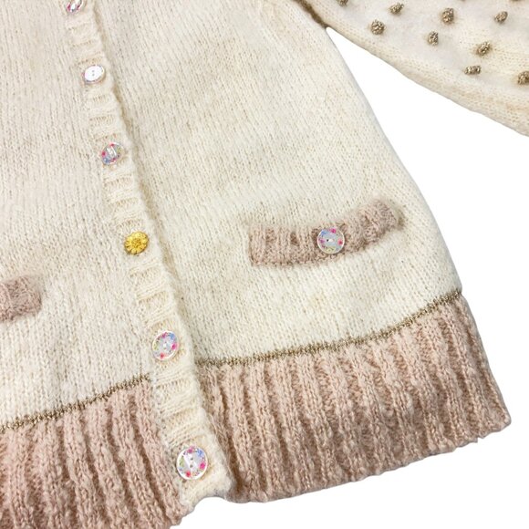 LoveShackFancy Nuri Boyfriend Cardigan Womens Size S Mohair Wool Blend Cream - Picture 4 of 10